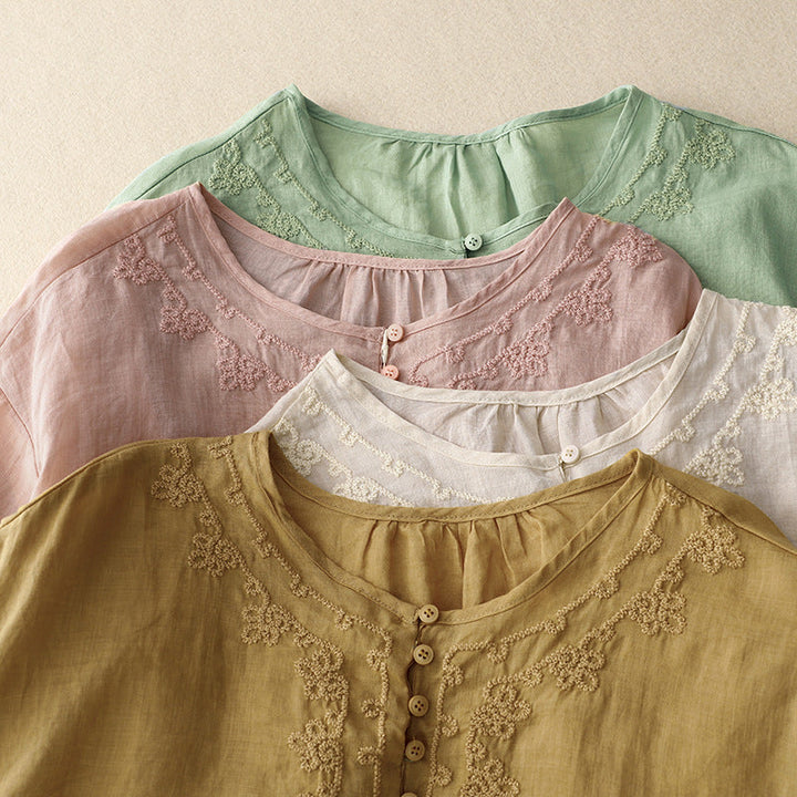 Laurienne™ | Embroidered Button-Up Tunic