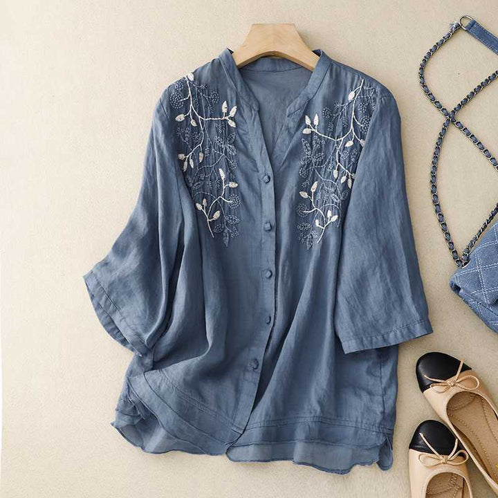 Laurienne™ | Embroidered Button-Down Shirt