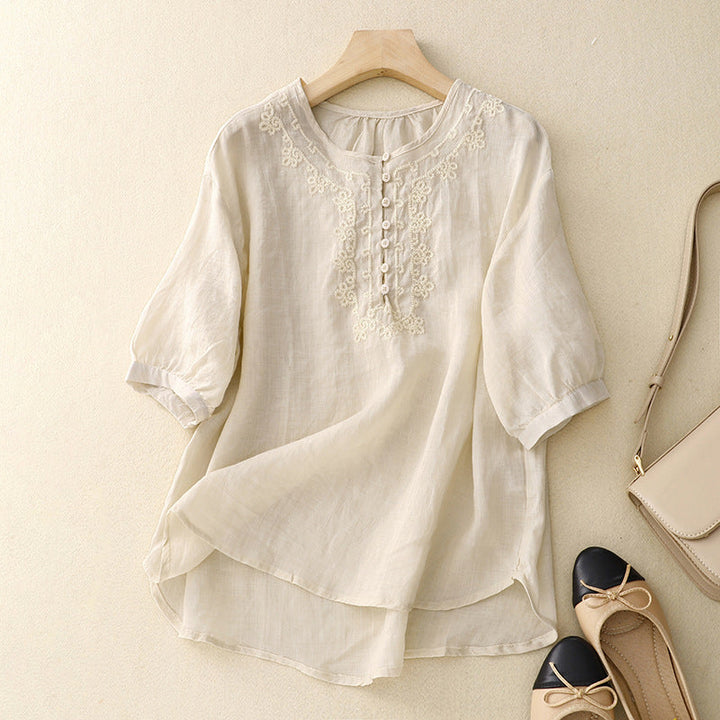 Laurienne™ | Embroidered Button-Up Tunic