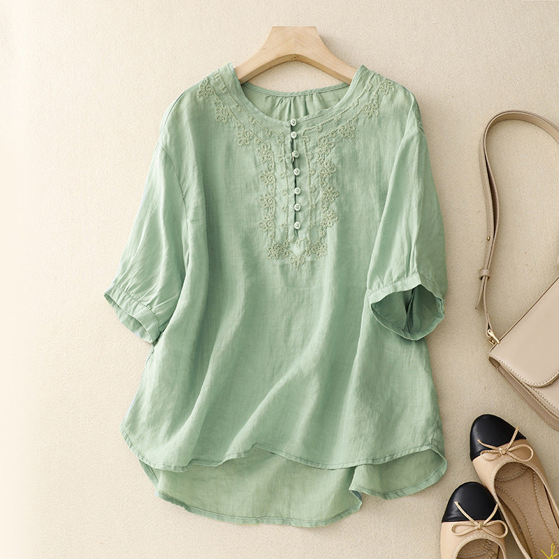 Laurienne™ | Embroidered Button-Up Tunic