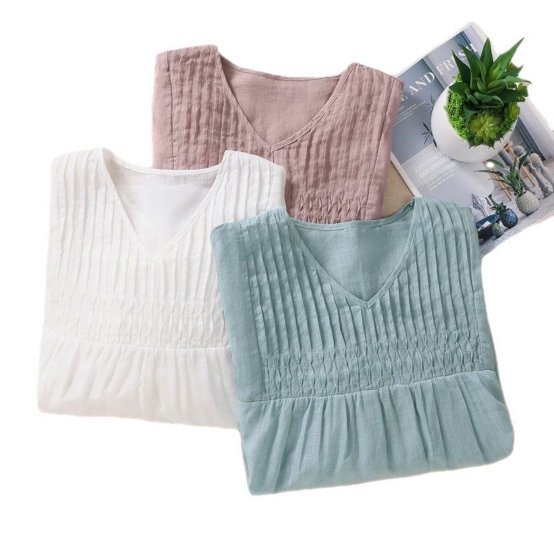 Laurienne™ | V-Neck Pleated Blouse
