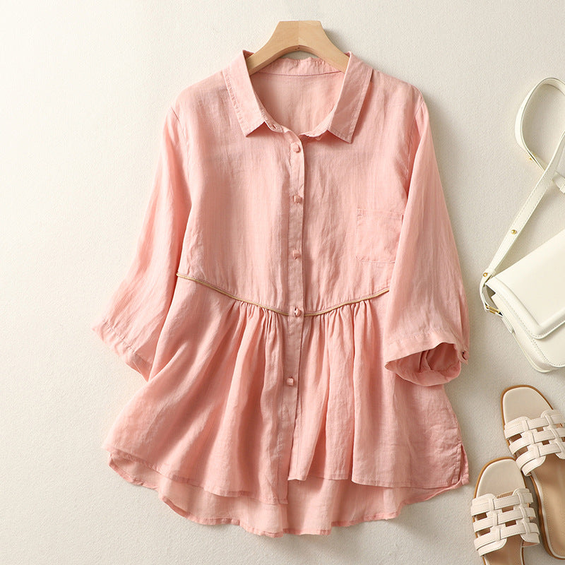 Laurienne™ | Flared Button-Up Shirt