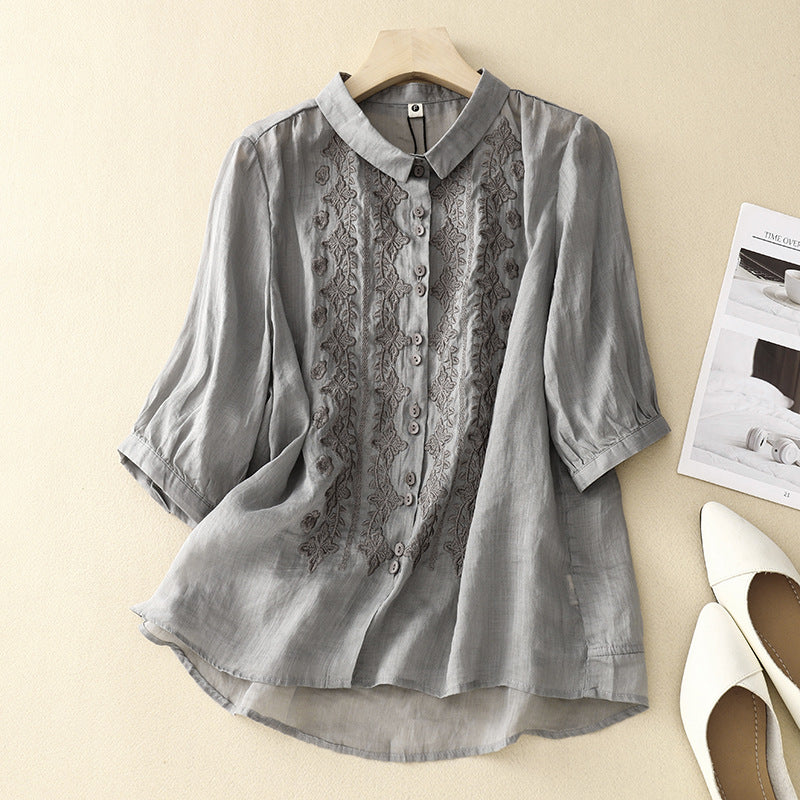 Laurienne™ | Embroidered Button-Down Shirt