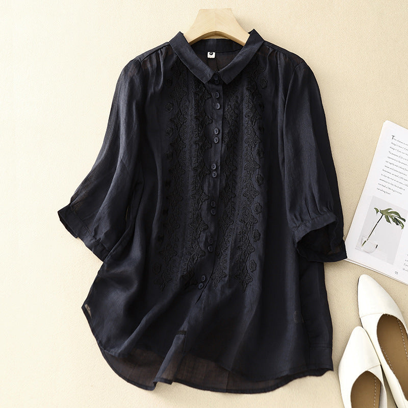 Laurienne™ | Embroidered Button-Down Shirt