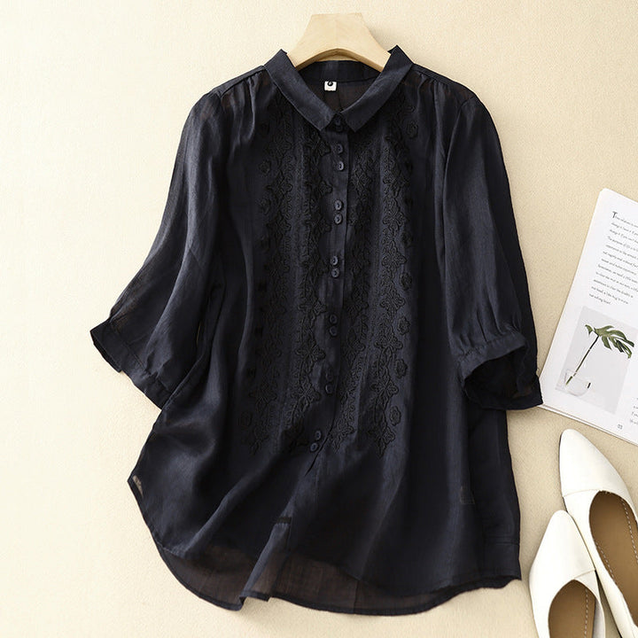 Laurienne™ | Embroidered Button-Down Shirt