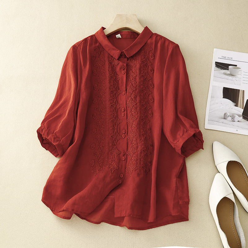 Laurienne™ | Embroidered Button-Down Shirt