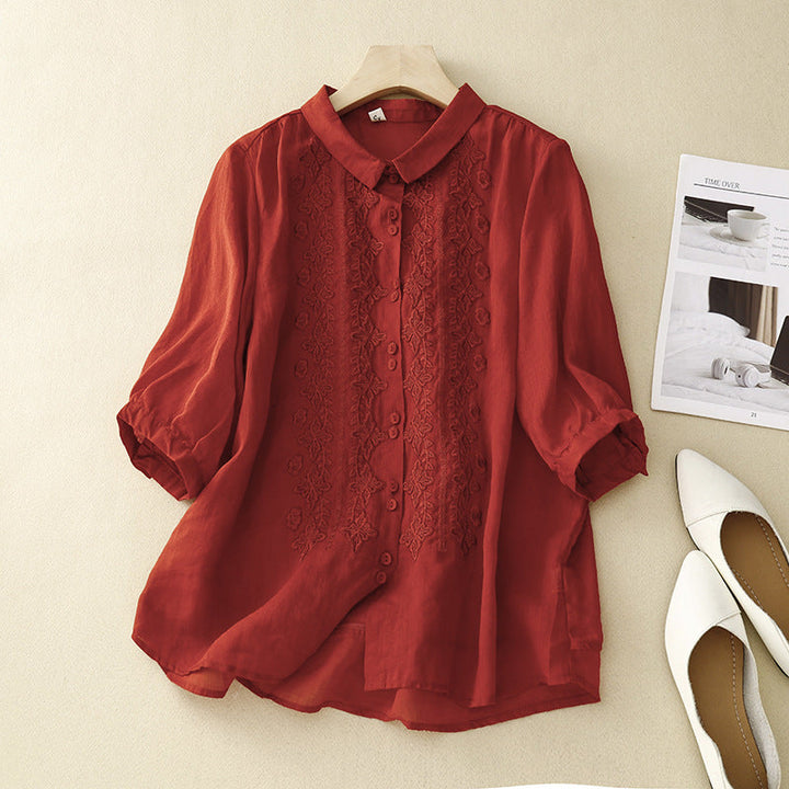 Laurienne™ | Embroidered Button-Down Shirt