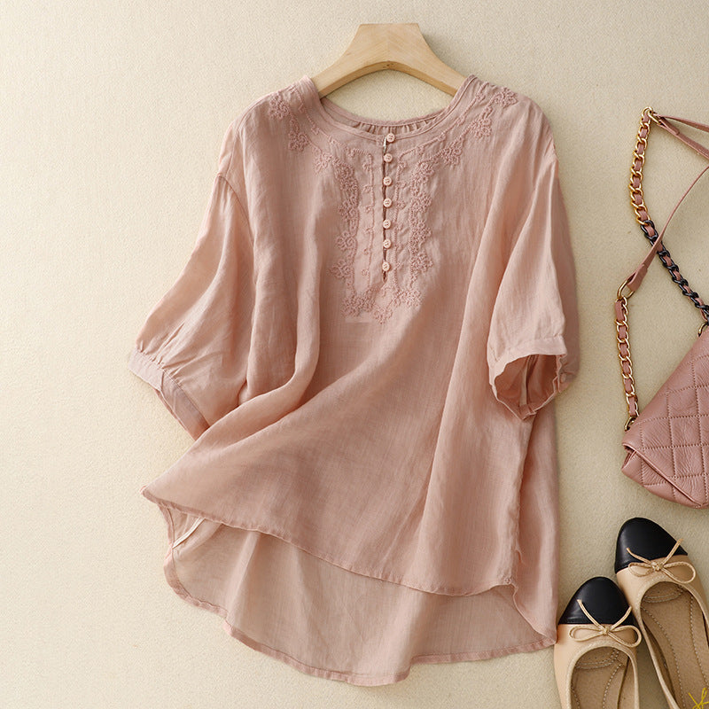 Laurienne™ | Embroidered Button-Up Tunic