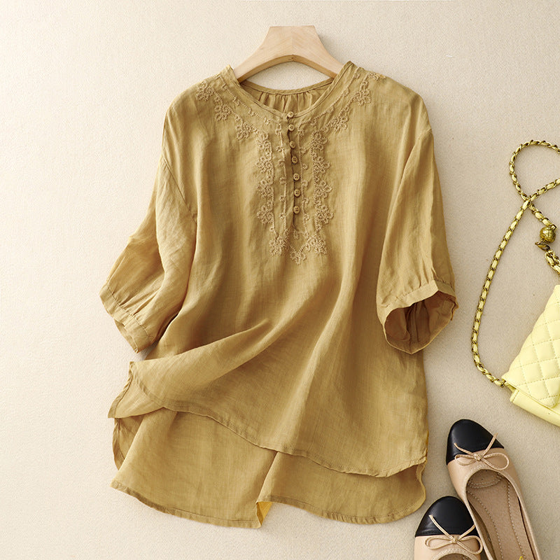 Laurienne™ | Embroidered Button-Up Tunic