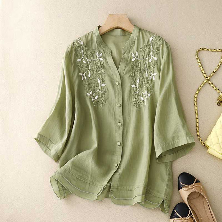 Laurienne™ | Embroidered Button-Down Shirt