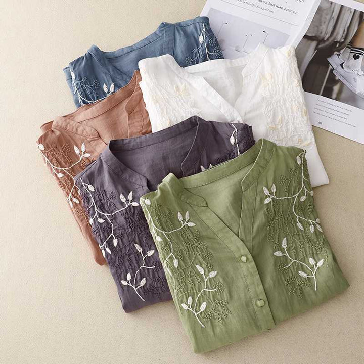 Laurienne™ | Embroidered Button-Down Shirt