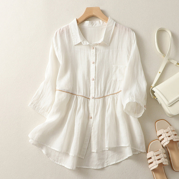 Laurienne™ | Flared Button-Up Shirt