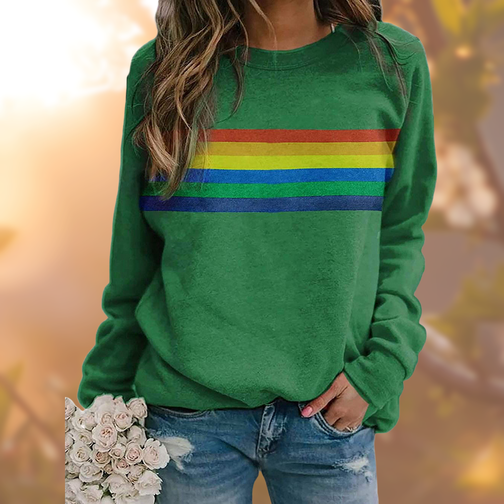 Women's Sweater with Rainbow Print – Comfortable and Stylish Retro-Look Jumper