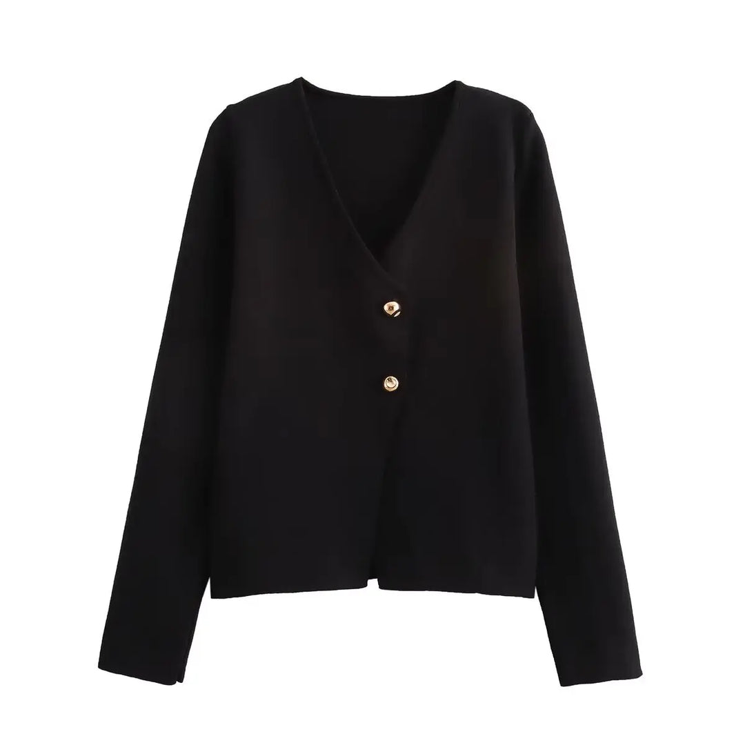 BB™ | Vintage Golden Button V-Neck Sweater