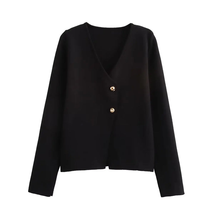BB™ | Vintage Golden Button V-Neck Sweater
