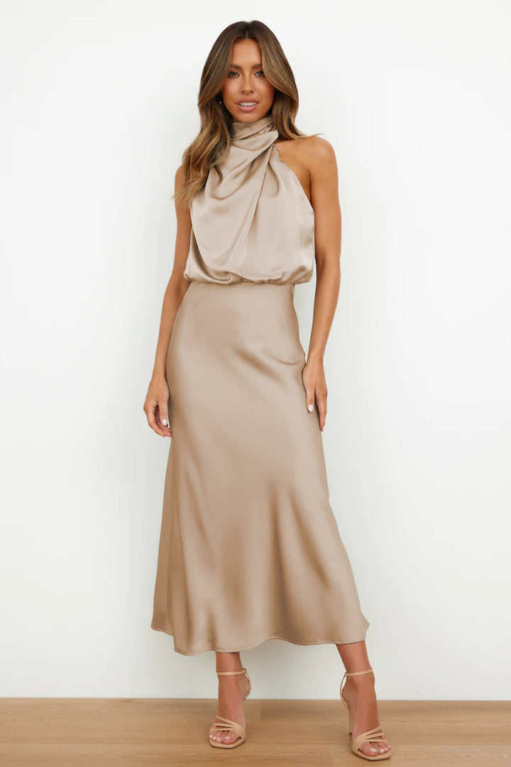 Edmonton Essence™ | Halter Neck Satin Dress