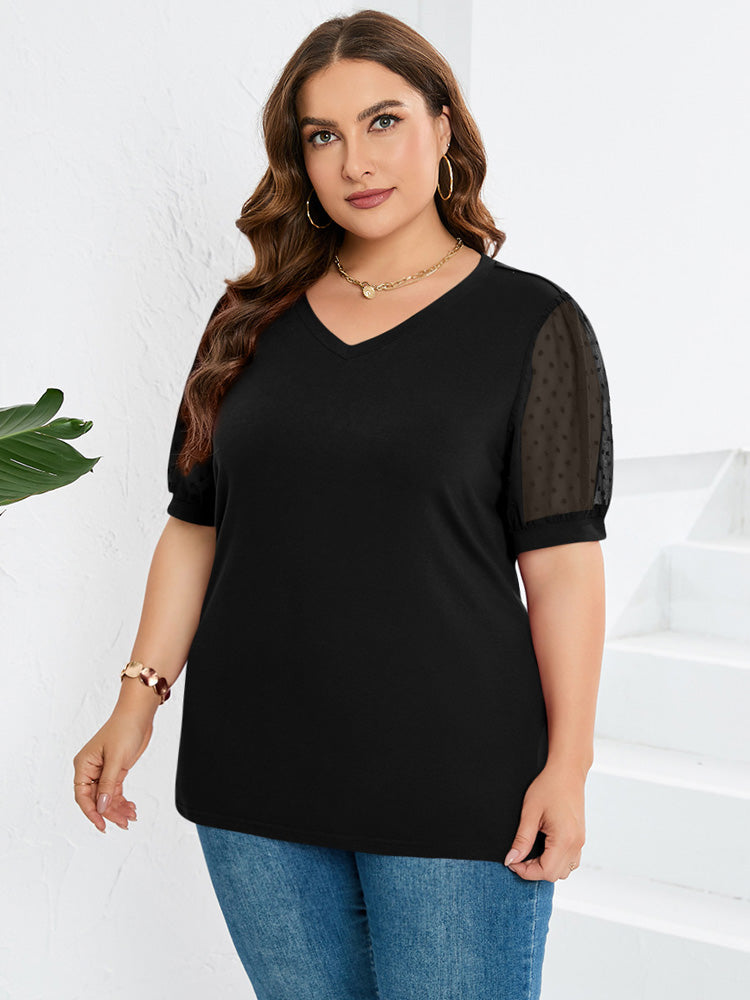 BB - Rema – Sheer Sleeve V-Neck Top