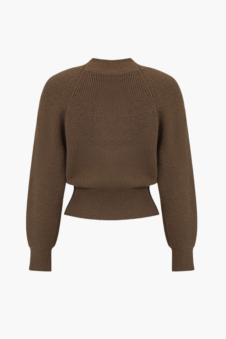 BB™ | Solid Knit Button V-neck Long Sleeve Cardigan