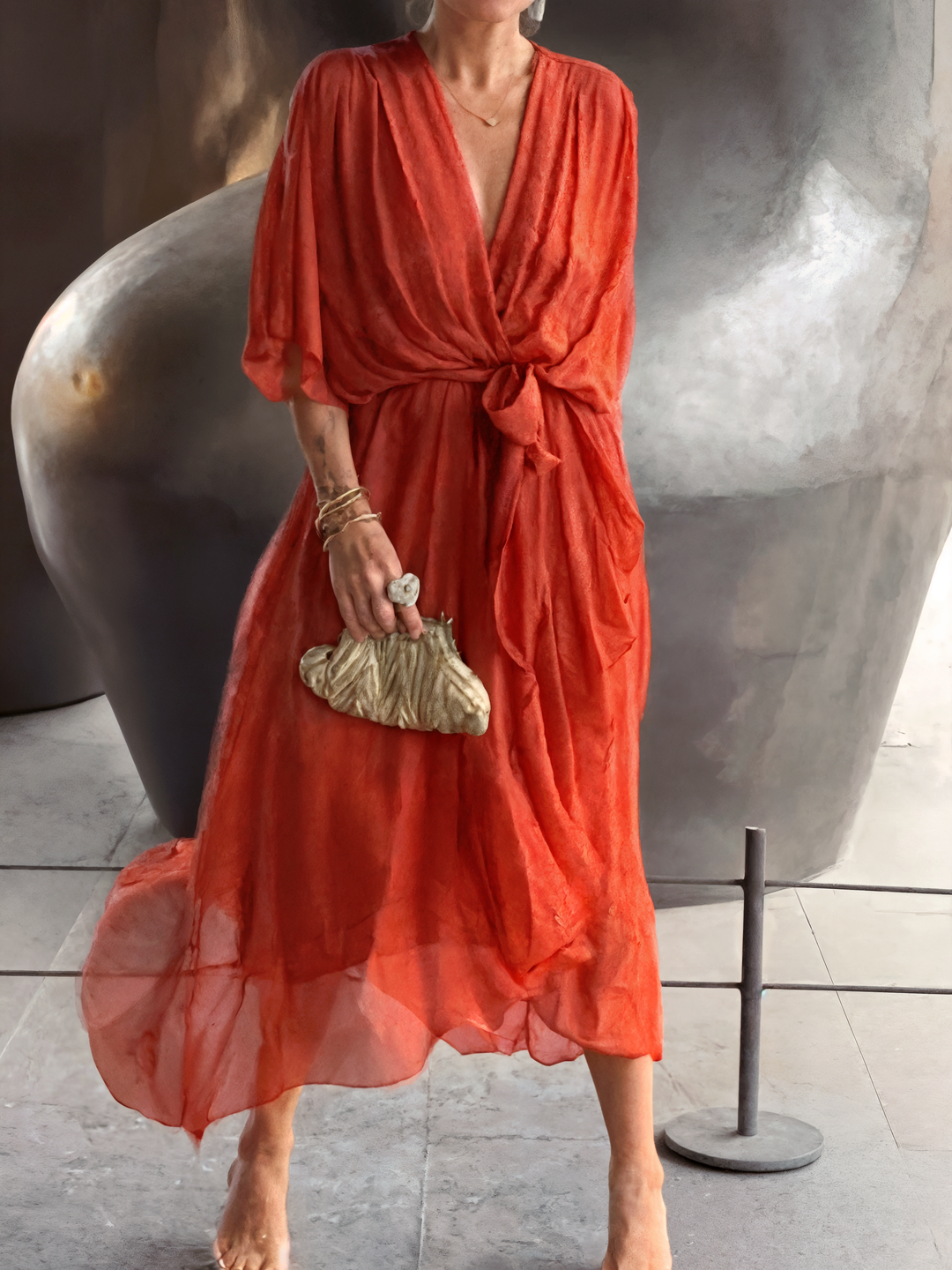 BB™ | Chiffon Dress with V-Neck